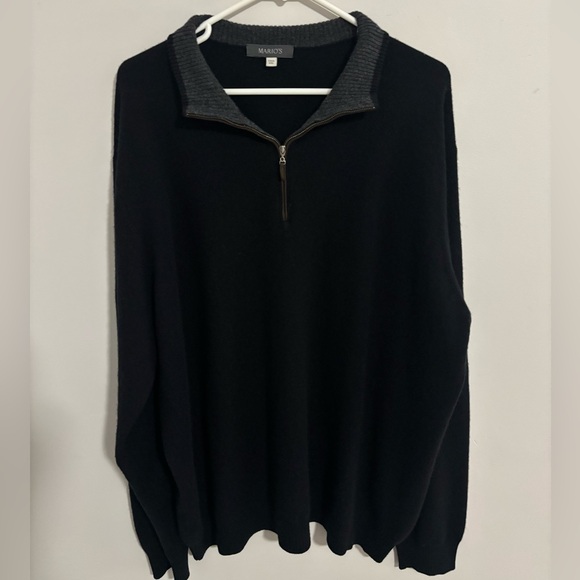 MARCS Other - MARIO’S Men's Zip-Up Sweater in Black and Gray 100% Cashmere XXL